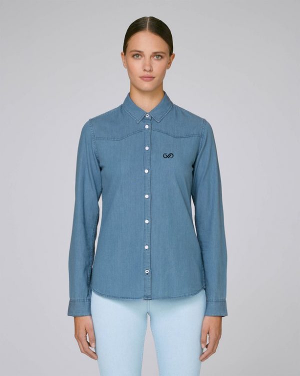 Val Sauvage logo women denim shirt mockup front