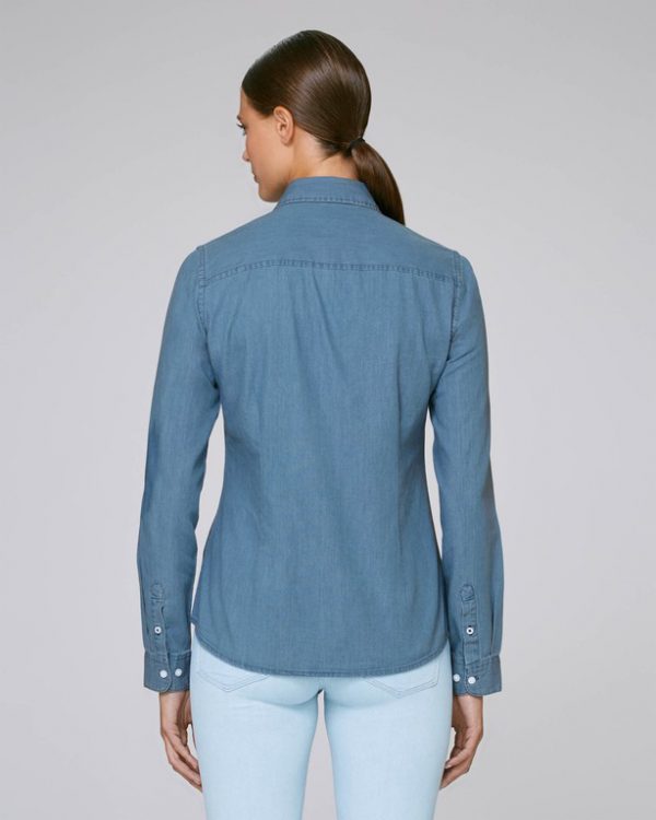 Val Sauvage logo women denim shirt mockup back